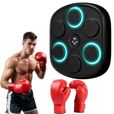 Immagine di Macchina da boxe musicale, Music Boxing Machine Adulto con Guanti, 9 Modalità di Velocità, Conteggio Intelligente, Display Digitale, Musicboxing Bluetooth per Bambini e Adulti (Nero+Guanti Adulti)