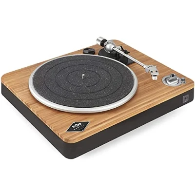 Immagine di House of Marley Giradischi Wireless Stir It Up, Vinile Bluetooth, Lettore in Tessuto Riciclato, Bambù/Nero
