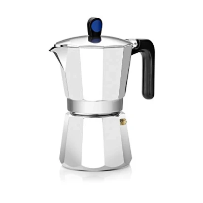 Immagine di Monix Induction Express Caffettiera a induzione, in alluminio, 9 tazze, colore: argento