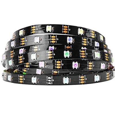 Immagine di BTF LIGHTING WS2812B IC RGB 5050SMD Oro puro Singolo Indirizzabile Colore Inseguimento Striscia LED 5M 150LED 30LED/m Flessibile Completo IP30 DC5V (Senza Adattatore o Controllore)