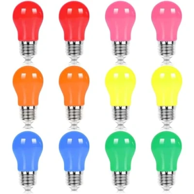 Immagine di UYHGO Pacco da 12 Lampadine LED E27 Colorate, 2W Colore Lampadina, Colori Misti: Rosa, Arancione, Rosso, Giallo, Blu, Verd, per Halloween Natale Party Bar