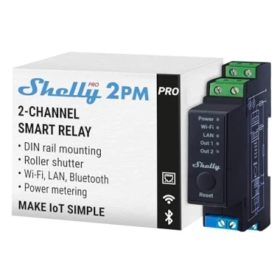 Immagine di Shelly 2Pro PM Attuatore interruttore Bluetooth, Wi Fi