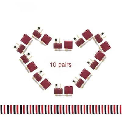 Immagine di Youme Power 10 Pairs Deans T Plug Connettori Maschio e Femmina con 20 Guaine termorestringenti per Batteria RC LiPo