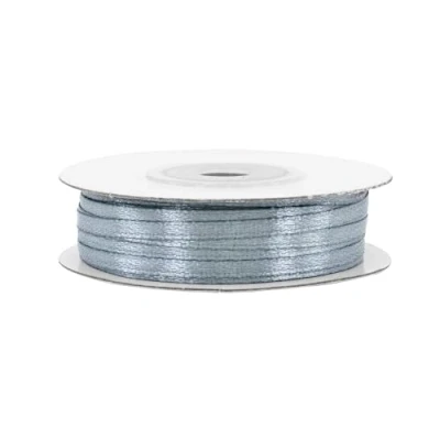 Immagine di Rotolo di nastro raso da 5 m, 3 mm, ideale per regali e decorazioni argento / grigio 077