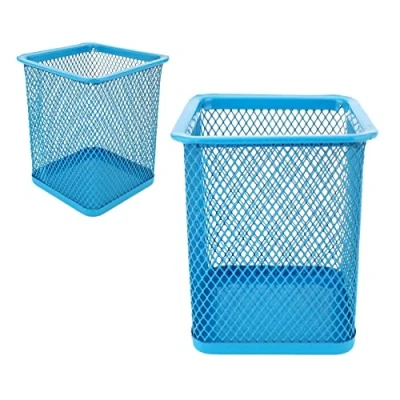 Immagine di Leviatan 2 pezzi Portapenne rettangolare in metallo Tazza multifunzione per penna a sfera blu