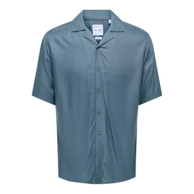 Immagine di ONLY &amp; SONS Onsdash Life Reg Visc RES SS Shirt Noos Camicia a Maniche Corte, Stormy Weather, XXL Uomo