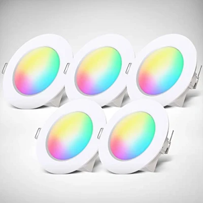 Immagine di B.K.Licht I 5er Set RGBW Luci da incasso per il bagno LED Faretto colorato Telecomando Foro Ø70 mm Dimmerabile 92x45 (DxH) Bianco