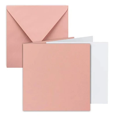 Immagine di FarbenFroh by GUSTAV NEUSER Set di 15 biglietti pieghevoli, quadrati, x cm, con buste per lettere e fogli appunti, colore: rosa antico