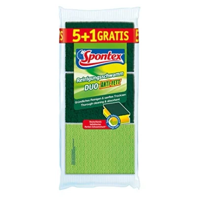 Immagine di Spontex Doppio Uso Spugnetta sgrassante, con lato paglietta e per asciugare, confezione da 4 (4 x 3 pezzi)