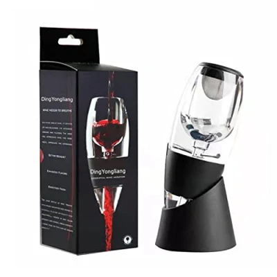 Immagine di Aeratore Vino, areatore e decantatore da con Base per Vino Rosso, Colore Nero