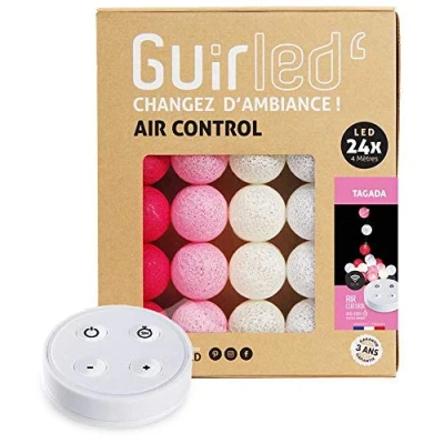 Immagine di Ghirlanda luminosa a sfera in cotone con LED USB Telecomando wireless Caricatore doppio 2A incluso 4 intensità 24 sfere Tagada