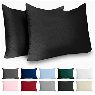 Immagine di Federe 30x50 Cotone Rinforzato (Set da 2) Nero Trama Fitta a 57 Fili/cm² Cuscini cm Cuscino Certificate Oeko Tex Dreamzie