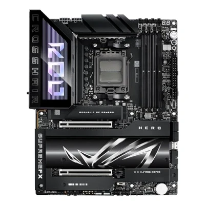 Immagine di ASUS ROG Crosshair X870E Hero ATX, 18+2+2 stadi di alimentazione, Slot DDR5, PCIe 5.0, le GPU nuova generazione, cinque M.2, Wi Fi 7, USB4, AI Overclocking, Q Release Slim