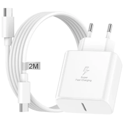 Immagine di Caricabatterie Samsung 45W,Caricatore USB C Rapido per Galaxy S24 Ultra/S24+/S23/S22 Ultra/S21/S20/Note,Caricatore Veloce Alimentatore Spina Presa Type (bianco)