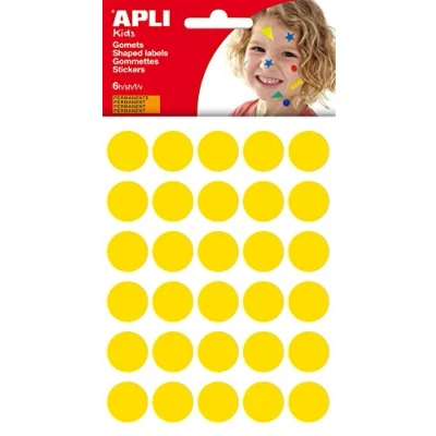 Immagine di APLI Confezione da 6 fogli di gomme rotonde, 20 mm, colore: giallo