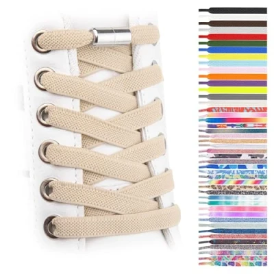 Immagine di SULPO Lacci scarpe elastici con chiusura rapida in metallo senza legatura piatti silicone nodo per adulti e bambini Stringhe elastiche