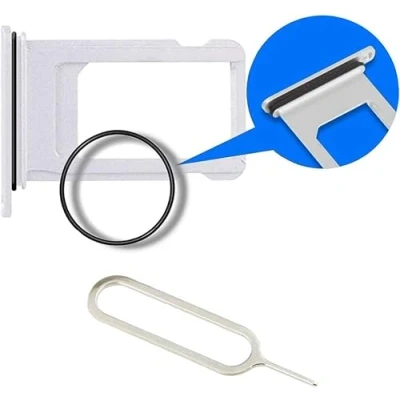 Immagine di MMOBIEL Vassoio Carta Sim Compatibile con iPhone SE 2022 / 2020/8 Series Porta Scheda Inclusa Guarnizione di Gomma e Pin Bianco