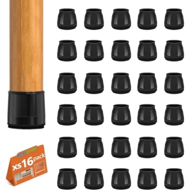 Immagine di 16 Pezzi Gommini per Sedie Rotondi, Tappi in Silicone con Feltro, Elastiche Proteggi Gambe Mobili, Nero(17 22MM)