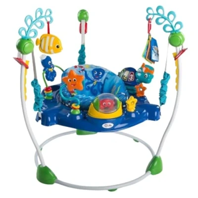 Immagine di Baby Einstein, Centro Giochi e Attività Neptune&#039;s Ocean Discovery, 15 Attività, 3 Lingue, Girello con Musica Luci, Sedile Girevole a 360, Regolabile, Partire da 6 Mesi
