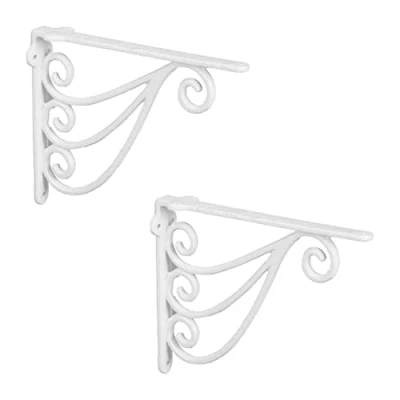 Immagine di Relaxdays Set da 2 Staffe per Mensole, 23,5x4x18 cm, Supporti Design Antico, Reggimensola Angolari Scaffali, Bianco