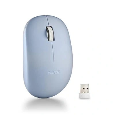 Immagine di NGS Fog Pro Blue Mouse Wireless, Ottico da 1000 DPI, Interfaccia Nano USB, Pulsanti Silenziosi, 2 e Rotella di Scorrimento, Plug and Play, Ambidestro, Colore Blu