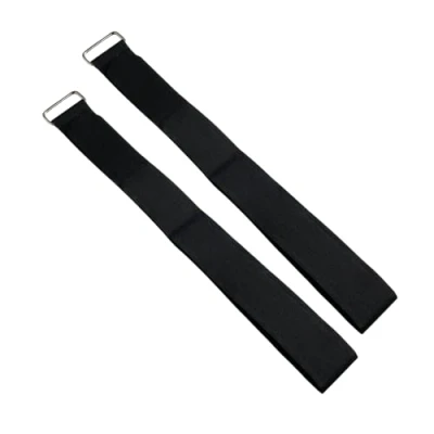 Immagine di Confezione da 2 fascette resistenti in metallo con fibbia a gancio e anello di fissaggio per cavi riutilizzabili (6 x 130 cm)