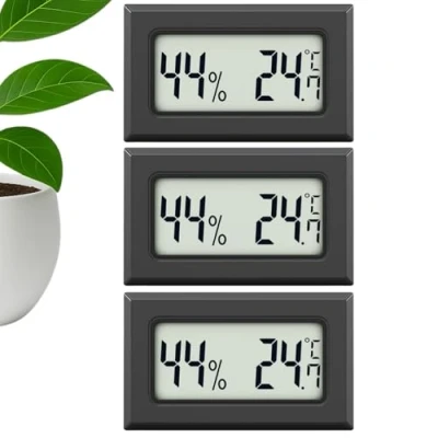Immagine di MAVORI® 3 pz. Mini termometro digitale &amp; igrometro mini: Misuratore di umidità interna preciso piccolo per la misura della temperatura e dell&#039;umidità (nero)