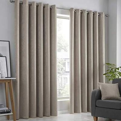 Immagine di Fusion Strata Coppia di tende con occhielli Blockout in naturale, 168 x 183 cm larghezza