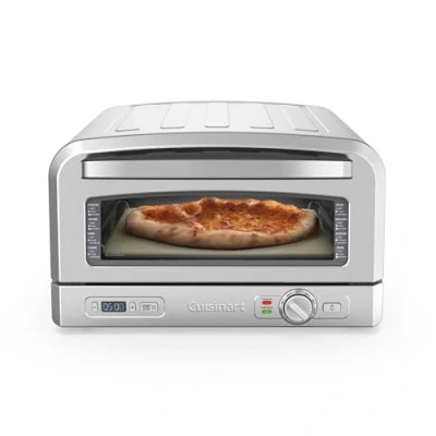 Immagine di Cuisinart Forno per Pizza uso interno Gusto a legna in 5 minuti Kit Incluso: Buccia Pizza, Taglierina, Pietra e Piatto Profondo Tempo Temperatura Regolabili Fino 400C