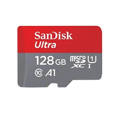 Immagine di SanDisk Ultra Scheda di Memoria MicroSDXC e Adattatore, con A1 App Performance, Velocità Fino a 100 MB/Sec, Classe 10, U1 , Single Pack, 128 GB, Rosso/Grigio