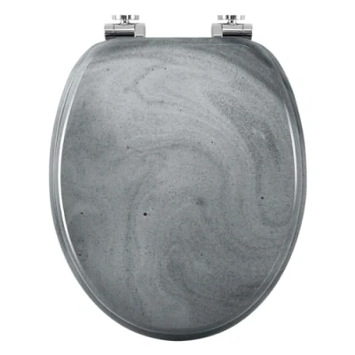 Immagine di WOLTU Tavoletta WC Ammortizzata, Copriwater a Forma di O, Sedile per con Paracolpi Antiscivolo, in MDF Motivi,Montaggio dal Basso, Distanza tra Fori 13 17,5cm WS2951