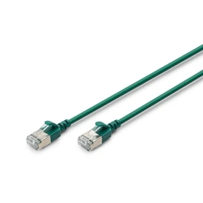 Immagine di Digitus CAT 6A classe Ea, F/FTP, Cavo patch a coppie intrecciate, Cu, LSZH, AWG 32/7, lunghezza: 5 m, verde (F/FTP, CAT6a, 5 m), di rete