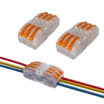 Immagine di Aiqeer 16 Pezzi SPL 3 Leva Dado Cavo Connettore, in out Bilaterale Trasparente Conduttore Compatto Morsettiera Connettore Molla, Rapido