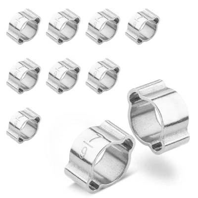 Immagine di Poppstar 10 pezzi Fascette stringitubi pinzabili a due orecchie, diametro campo di serraggio 7 9 mm, morsetto orecchie/Fascetta pinzabile doppio orecchio in acciaio inox