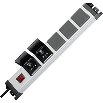 Immagine di Kopp 227320017 Powerversal, Ciabatta multiprea a 5 moduli con interruttore luminoso e coperchio ribaltabile, IP 20
