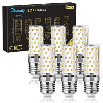 Immagine di 12W Lampadine LED E27, 100W Lampadina a Incandescenza Equivalenti, Luce Bianca Calda 3000K 1200LM, Non Dimmerabile, Nessun Sfarfallio, Edison Lampade Mais 6 Pezzi
