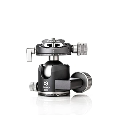 Immagine di Benro Testa a sfera GX35 basso profilo con piastra PU56, capacità 35 kg, doppia panning, alluminio, Arca Swiss, ultraleggero, meccanismo di bloccaggio sicuro