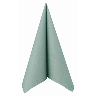 Immagine di APARTina, 50 tovaglioli in tessuto simile a Airlaid tinta unita, colore: verde eucalipto, dimensioni: 40 x cm