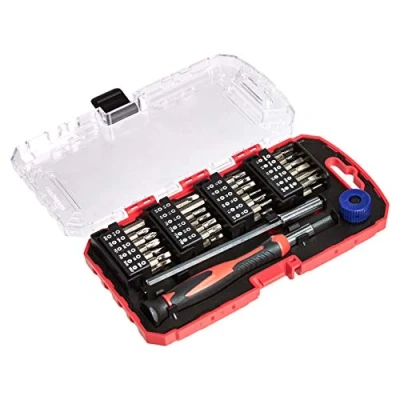 Immagine di Amazon Basics Set di punte da cacciavite precisione, confezione 51 pezzi, Rosso