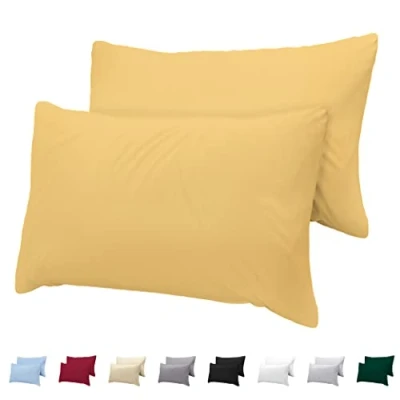 Immagine di Federe Cuscino Letto 40x60 in Cotone Jersey 100% (Set da 2) 150 g/m² Giallo Chiusura con Cerniera Twinzen 40 x 60 cm Certificate Oeko Tex Ultra Morbide e Traspiranti