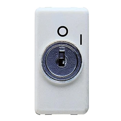 Immagine di Gewiss Interruttore Bipolare 250V AC, 10Ax, con Chiave, Simbolo 0/I, 1 Modulo, System White
