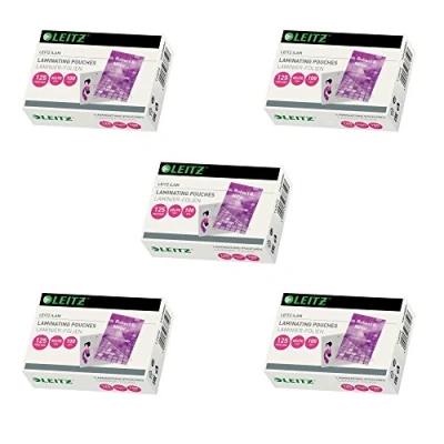 Immagine di Leitz 73690002 pellicole per laminazione a caldo, lucide, trasparenti, 60 x 90 mm, spessore di 125 mic, confezione da 100 pezzi, (confezione 500 pezzi mic)