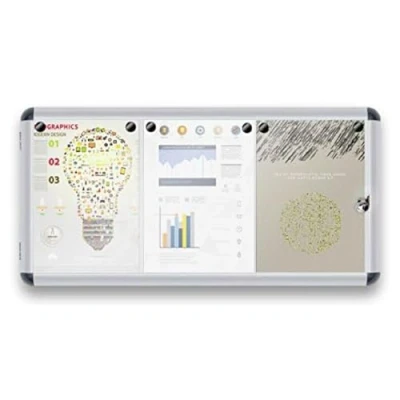 Immagine di MOB Bacheca 4xA4 Resistente alle intemperie incl. 8 magneti Box informazioni magnetica e scrivibile per poster con cornice in alluminio vetro acrilico (3 x A4)