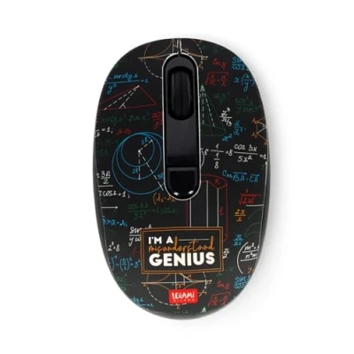 Immagine di Legami Mouse Wireless con Ricevitore USB Ultra Compatto, Tema Genius, 3 Opzioni di Velocità, Materiale ABS, Connessione fino a 10 m