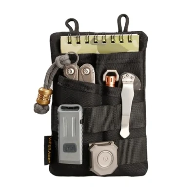 Immagine di VIPERADE VE3 EDC Tool Pouch Organizer, piccolo organizer tascabile da uomo, multiutensile per piccola torcia Multi Pen Notebook(nero)
