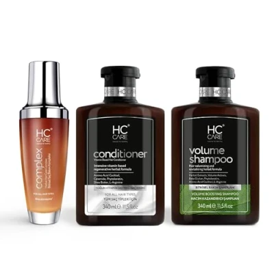 Immagine di HC Care Shampoo, balsamo e complex 100% lozione per la cura dei capelli alle erbe 340 ml shampoo + da 100 (shampoo volume)