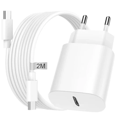 Immagine di Caricatore USB C Rapido per Caricabatterie Samsung 25W con Cavo 2M Galaxy S23 Ultra/S23/S22/S21/S20/Note/A13/A33 5G,Alimentatore Presa Spina Type