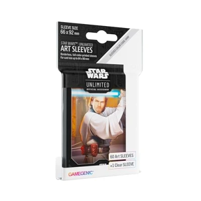 Immagine di Asmodee Obi Wan Kenobi Officially Licensed Pack of 60 Art Sleeves 1 Clear Sleeve, Optimized Size for Star Wars Unlimited Other TCG and LCG Games, Made by Gamegenic, GGS15061ML