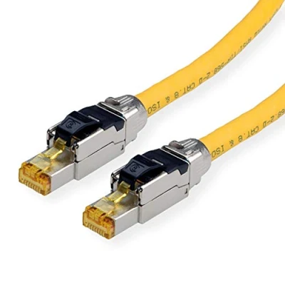 Immagine di Roline 21.15.1853 RJ45 cavo di rete, patch CAT 8.1 S/FTP 3.00 m Giallo doppia schermatura, Privo alogeni, Ritardante fiamma 1 pz.