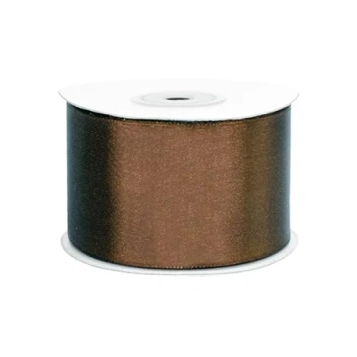 Immagine di Creativery, rotolo di nastro raso, lungo 25 m, largo 50 mm, ideale come decorazione per matrimoni, battesimi, compleanni, lato unico marrone 870